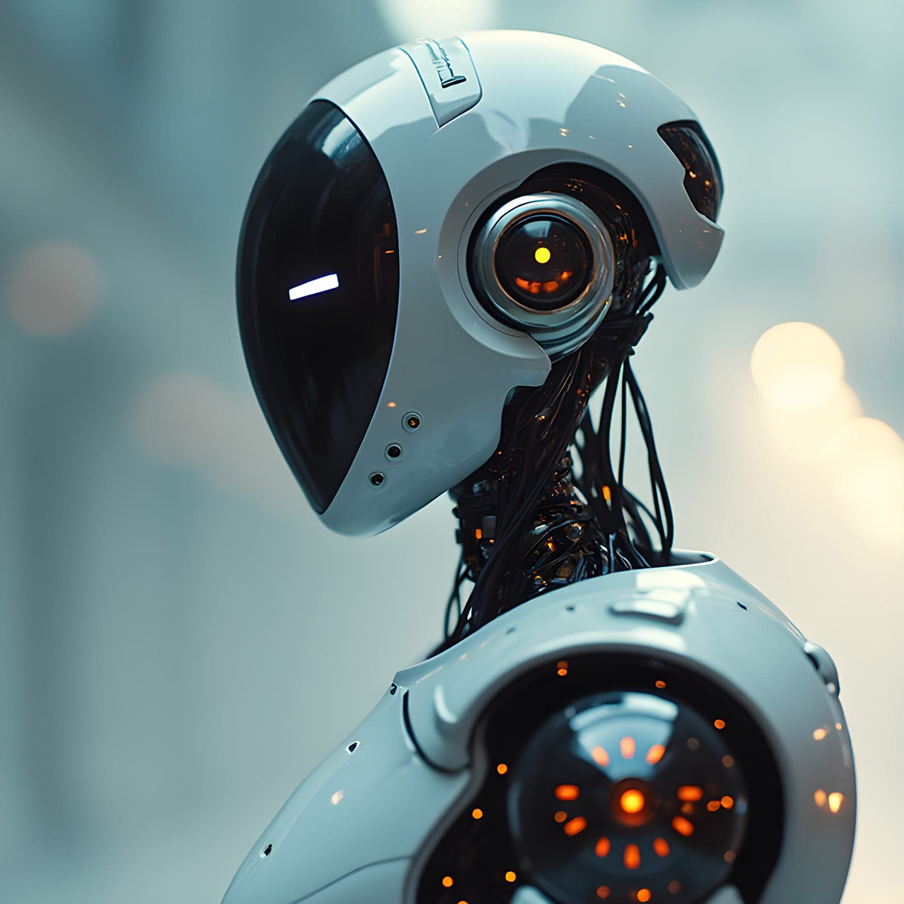 Generated image: a futuristic robot looking into the distance