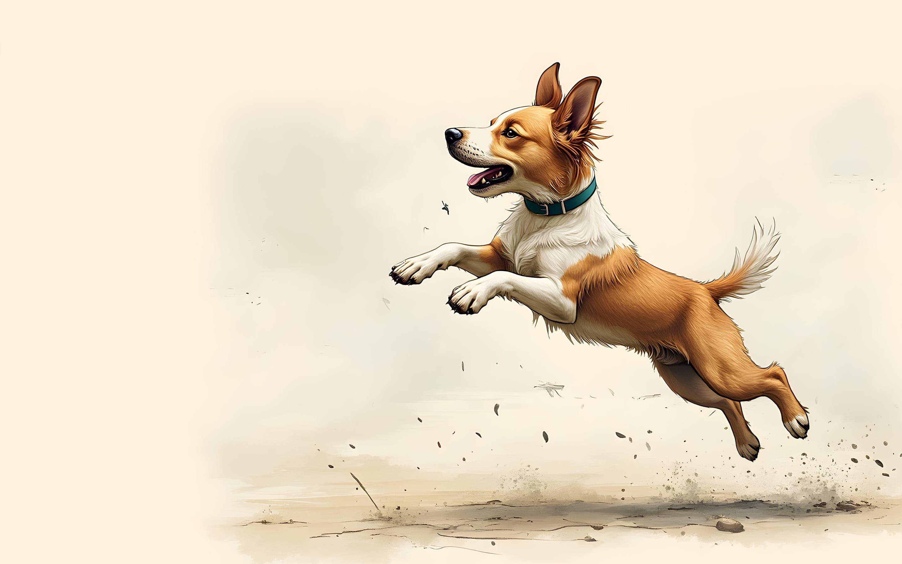 Generated image: an illustration of a dog jumping