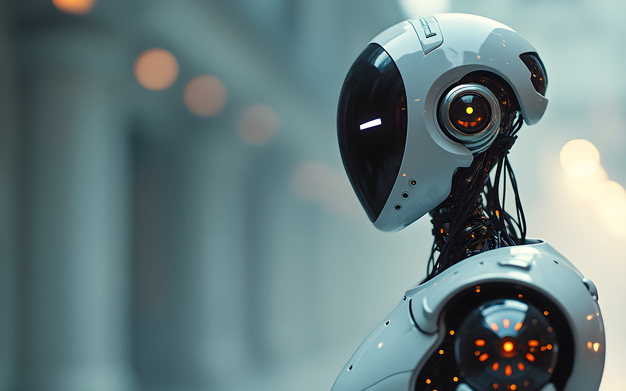 Generated image: a futuristic robot looking into the distance