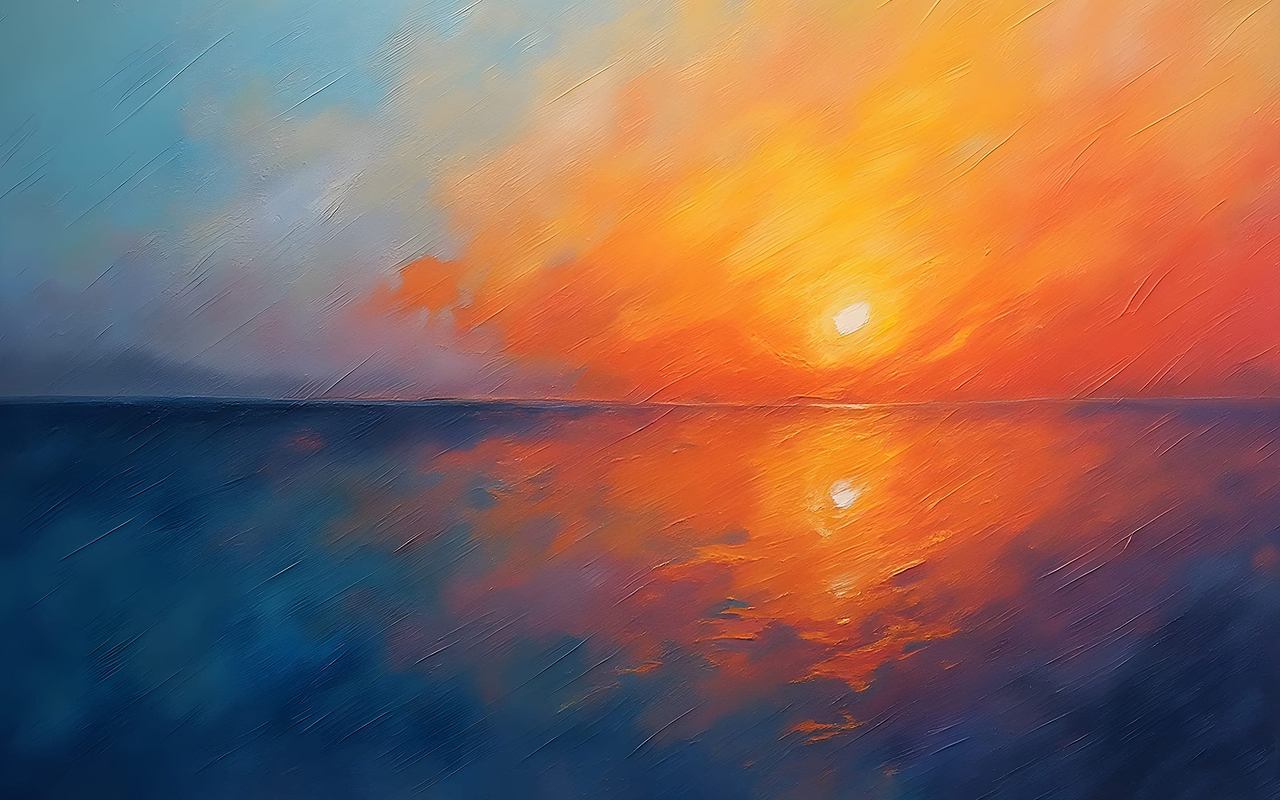 Generated image: an abstract painting of a sunrise